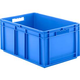Euro Box Serie EF 6280, aus PP, Inhalt 56,6 L, geschlossene Wände, blau, Durchfassgriff