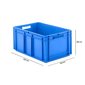 Euro Box Serie EF 6280, aus PP, Inhalt 56,6 L, geschlossene Wände, blau, Durchfassgriff