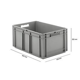 Euro Box Serie EF 6280, aus PP, Inhalt 56,6 L, geschlossene Wände, grau, Durchfassgriff