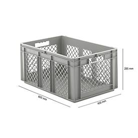 Euro Box Serie EF 6281, aus PP, Inhalt 56,6 L, durchbrochene Wände, grau, Durchfassgriff