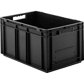 Euro Box Serie EF 6320, leitfähiges PP, Inhalt 63,7 L, Durchfassgriff, schwarz