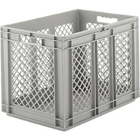 Euro Box Serie EF 6421, aus PP, Inhalt 83,8 L, durchbrochene Wände, grau, Durchfassgriff