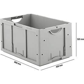 Euro Box Serie LTB 6320, aus Polypropylen, Inhalt 61,7 l, ohne Deckel, L 600 x B 400 x H 320 mm, grau, 5 Stück