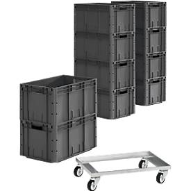 Euro Box Serie LTF 6320, PP, L 600 x B 400 x H 320 mm, 62,7 l, bis 35 kg, 10 Stück + gratis Kunststoff-Rollrahmen