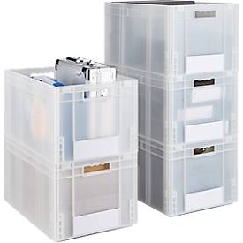 Euro Box Serie MF 6320, aus PP, Inhalt 62,3 L, Durchfassgriff, transluzent, 5 Stück