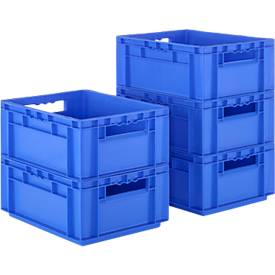 Euro Box SSI Schäfer EF 4170, 15,7 l, Durchfassgriff, ohne Deckel, Polypropylen, blau, 5 Stück