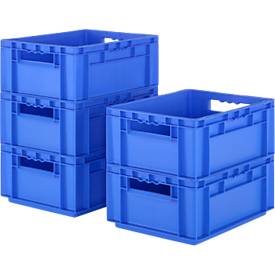 Euro Box SSI Schäfer EF 4170, 15,7 l, Durchfassgriff, ohne Deckel, Polypropylen, blau, 5 Stück