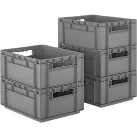 Euro Box SSI Schäfer EF 4170, 15,7 l, Durchfassgriff, ohne Deckel, Polypropylen, grau, 5 Stück