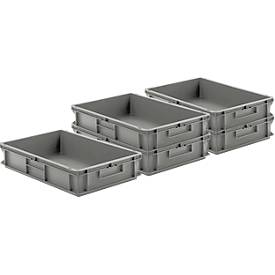 Euro Box SSI Schäfer EF 6120, 23,3 l, Durchfassgriff, Polypropylen, grau, 5 Stück