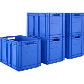 Euro Box SSI Schäfer EF 6420, 83,8 l, Durchfassgriff, Polypropylen, blau, 5 Stück