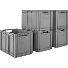 Euro Box SSI Schäfer EF 6420, 83,8 l, Durchfassgriff, Polypropylen, grau, 5 Stück