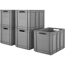 Euro Box SSI Schäfer EF 6420, 83,8 l, Durchfassgriff, Polypropylen, grau, 5 Stück