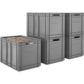 Euro Box SSI Schäfer EF 6420, 83,8 l, Durchfassgriff, Polypropylen, grau, 5 Stück