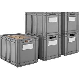 Euro Box SSI Schäfer EF 6420, 83,8 l, Durchfassgriff, Polypropylen, grau, 5 Stück