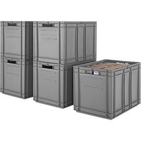 Euro Box SSI Schäfer EF 6420, 83,8 l, Durchfassgriff, Polypropylen, grau, 5 Stück