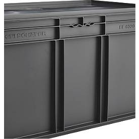 Euro-Maß-Behälter Serie EF 6320, Inhalt 63,7 l, Durchfassgriff, eisengrau, inkl. Deckel, 10 Stück