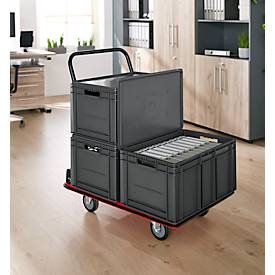 Euro-Maß-Behälter Serie EF 6320, Inhalt 63,7 l, Durchfassgriff, eisengrau, inkl. Deckel, 3 Stück