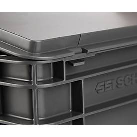 Euro-Maß-Behälter Serie EF 6320, Inhalt 63,7 l, Durchfassgriff, eisengrau, inkl. Deckel, 3 Stück