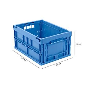 EURO-Maß Faltbox 4322, ohne Deckel, für Lager- und Mehrwegtransport, Inhalt 20,3 Liter, blau