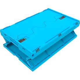 EURO-Maß Faltbox 6422 NG DL, mit Deckel, für Lager- und Mehrwegtransport, 41,4 Liter, blau