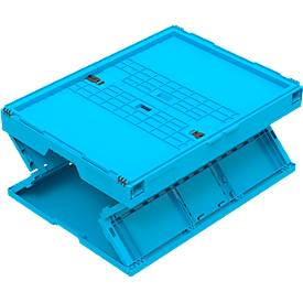 EURO-Maß Faltbox 8645 DS, mit Deckel, Volumen 171,2 l, mit Stirnteilsicherung, blau