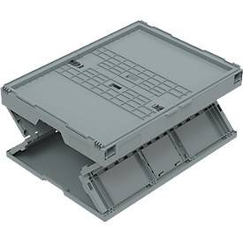EURO-Maß Faltbox 8645 DS, mit Deckel, Volumen 171,2 l, mit Stirnteilsicherung, grau