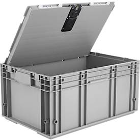 Eurobehälter Serie R-KLT Boxy, geschlossen, mit Deckel, PP, B 595 x T 395 x H 278 mm, 52,1 l, grau, 1 Stück