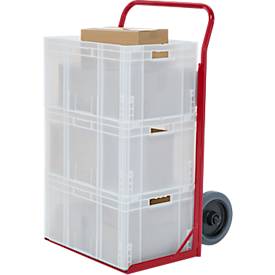 Eurokistenkarre Genius 1003, 150 kg, Vollgummi, Schaufelbreite 605 mm, pulverbeschichtet, karminrot RAL 3002
