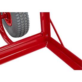 Eurokistenkarre Genius 1004, 150 kg, Luftbereifung, Schaufelbreite 605 mm, pulverbeschichtet, karminrot RAL 3002