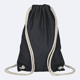 Event Festival Beutel TEXXILLA, A4, als Rucksack nutzbar, naturfarbene/kürzbare Kordeln, OEKO-TEX® STANDARD 100, L 210 x B 290 mm, Baumwolle, schwarz