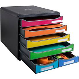 Exacompta BIG BOX MAXI Iderama Regenbogen, 6 offene Schubladen (4 groß/2 klein) A4/A4+, leise, stapelbar, 25 Jahre