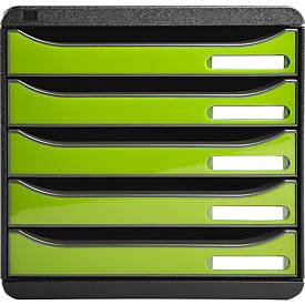 Exacompta Big Box Plus Aquarel sortiert, 5 offene Schubladen A4/A4+/24x32, leise, Sicherheitsstopp, stapelbar