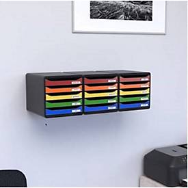 Exacompta Big Box Plus Black Office Weiß, 5 offene Schubladen A4/A4+/24x32, leise, Sicherheitsstopp, stapelbar