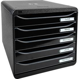 Exacompta Big Box Plus Iderama Anisgrün glossy, 5 offene Schubladen A4/A4+/24x32, leise, Sicherheitsstopp, stapelbar