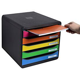 Exacompta Big Box Plus Iderama Harlekin, 5 offene Schubladen A4/A4+/24x32, leise, Sicherheitsstopp, stapelbar
