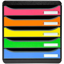 Exacompta Big Box Plus Iderama Harlekin, 5 offene Schubladen A4/A4+/24x32, leise, Sicherheitsstopp, stapelbar
