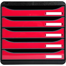 Exacompta Big Box Plus Iderama Himbeere glossy, 5 offene Schubladen A4/A4+/24x32, leise, Sicherheitsstopp, stapelbar