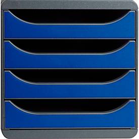 Exacompta Big Box Plus Iderama Königsblau, 4 offene Schubladen A4/A4+/24x32 cm, leise mit Stopp, stapelbar