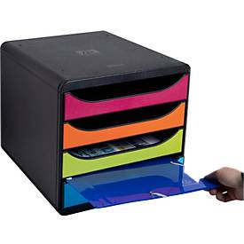 Exacompta Big Box Plus Iderama Regenbogen, 4 offene Schubladen A4/A4+/24x32 cm, leise mit Stopp, stapelbar