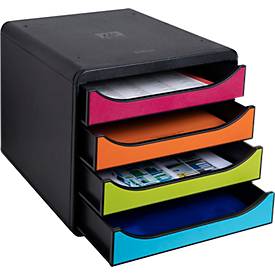 Exacompta Big Box Plus Iderama Regenbogen, 4 offene Schubladen A4/A4+/24x32 cm, leise mit Stopp, stapelbar