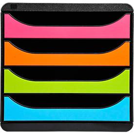 Exacompta Big Box Plus Iderama Regenbogen, 4 offene Schubladen A4/A4+/24x32 cm, leise mit Stopp, stapelbar