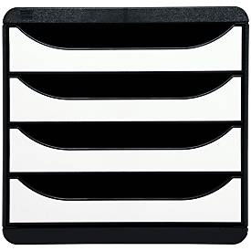 Exacompta Big Box Plus Metallic Silber, 4 offene Schubladen A4/A4+/24x32 cm, leise mit Stopp, stapelbar