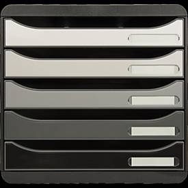 Exacompta Big Box Plus Shades of Grey, 5 offene Schubladen A4/A4+/24x32, leise, Sicherheitsstopp, stapelbar
