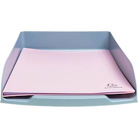 Exacompta Briefablage Combo Styli Autentik, A4+, aus recyceltem Kunststoff, stapelbar, Etikettenhalter, 6er-Set, blaugrau