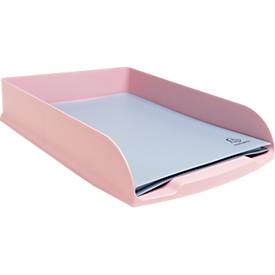 Exacompta Briefablage Combo Styli Autentik, A4+, aus recyceltem Kunststoff, stapelbar, Etikettenhalter, 6er-Set, rosa