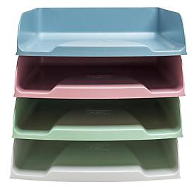 Exacompta Briefablagen Set Combo AutentiK, 4-tlg A4+, bis 500 Blatt je Ablage, Etikettenhalter, stapelbar, 25 Jahre