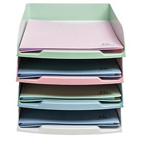 Exacompta Briefablagen Set Combo AutentiK, 4-tlg A4+, bis 500 Blatt je Ablage, Etikettenhalter, stapelbar, 25 Jahre