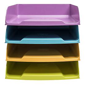 Exacompta Briefablagen Set Combo Pop N'Co, 4-tlg A4+, bis 500 Blatt je Ablage, Etikettenhalter, stapelbar, 25 Jahre