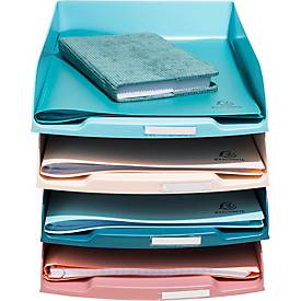 Exacompta Briefablagen Set Combo Skandi, 4-tlg A4+, bis 500 Blatt je Ablage, Etikettenhalter, stapelbar, Blauer Engel