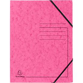 Exacompta Eckspannmappe, DIN A4, mit Gummizug, beschriftbar, Colorspan-Karton, 355 g/m², rosa